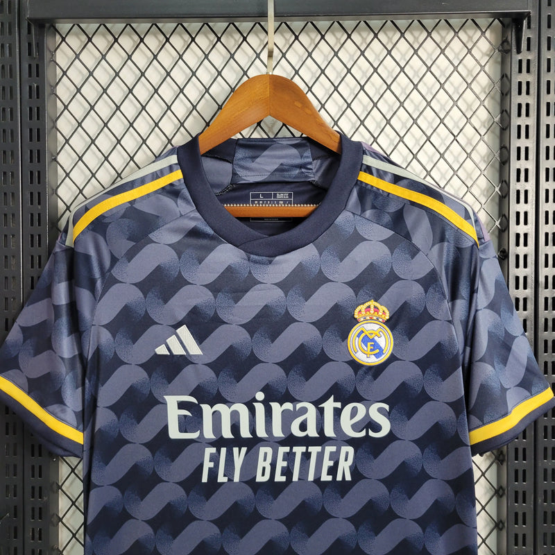 Camisa Real Madrid Away 23/24 - Torcedor Masculina Preta - Camisa de Time Oficial - Buyit