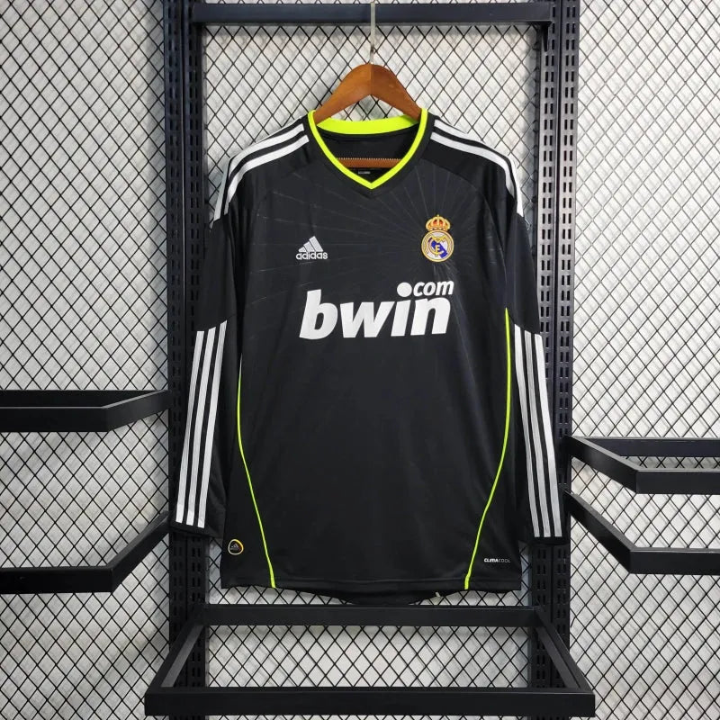 Camisa Real Madrid Away Retrô 2010/11 - Torcedor Masculina Preta e Verde Manga Longa - Camisa de Time Oficial - Buyit