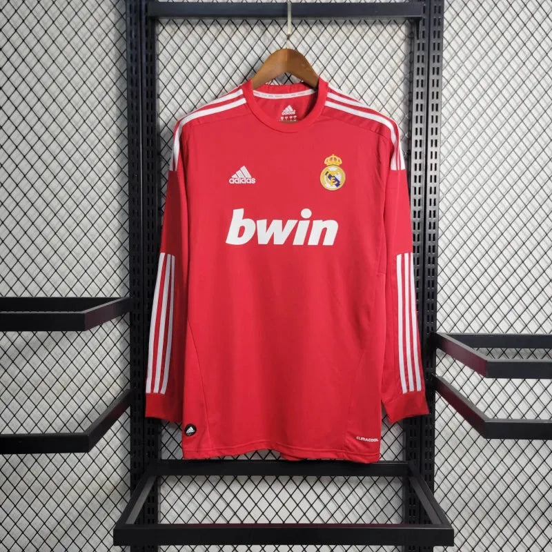 Camisa Real Madrid Away Retrô 2011/12 - Torcedor Masculina Vermelha Manga Longa - Camisa de Time Oficial - Buyit