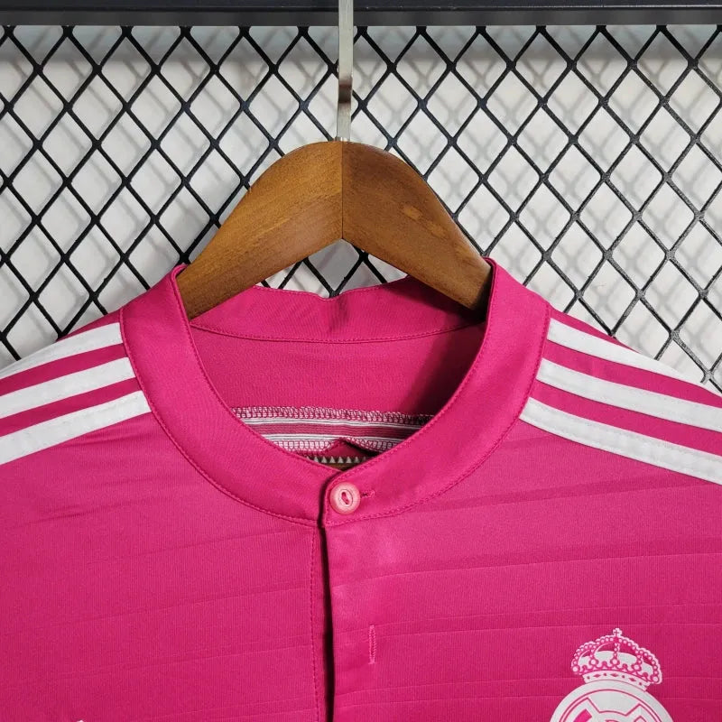 Camisa Real Madrid Away Retrô 2014/15 - Torcedor Masculina Rosa Manga Longa - Camisa de Time Oficial - Buyit