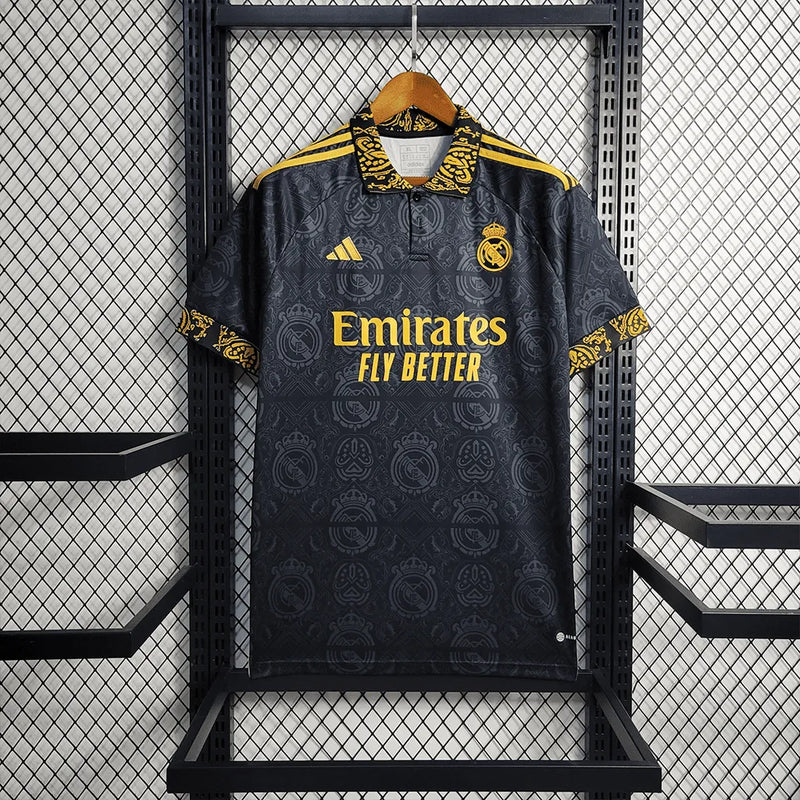 Camisa Real Madrid Concept 23/24 - Torcedor Masculina Preta - Camisa de Time Oficial - Buyit