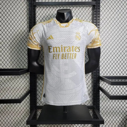 Camisa Real Madrid Edição Especial 23/24 - Jogador Masculina Branca e Dourada - Camisa de Time Oficial - Buyit