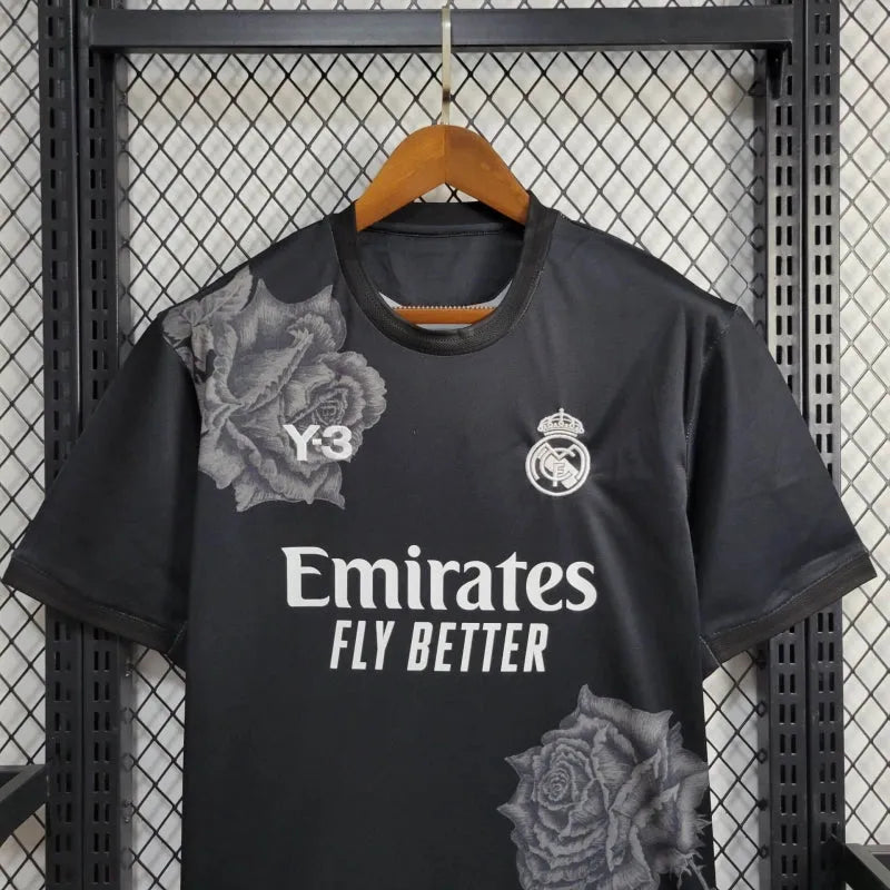 Camisa Real Madrid Fourth Y3 24/25 - Torcedor Masculina Preta - Camisa de Time Oficial - Buyit