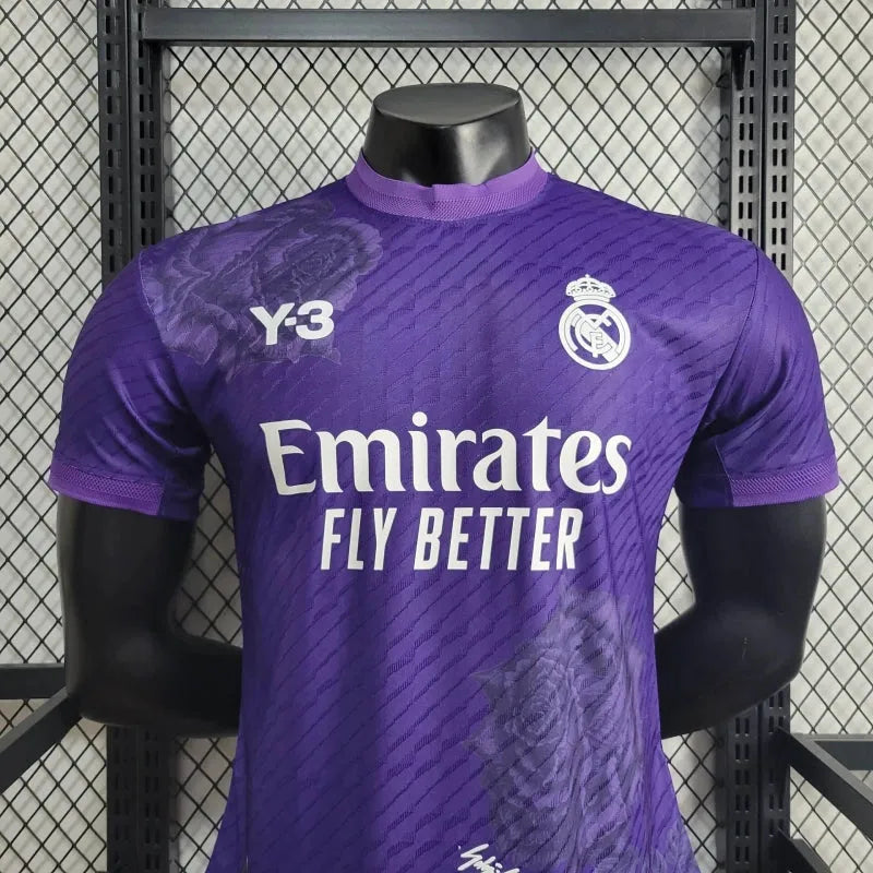 Camisa Real Madrid Fourth Y3 24/25 - Jogador Masculina Roxa - Camisa de Time Oficial - Buyit