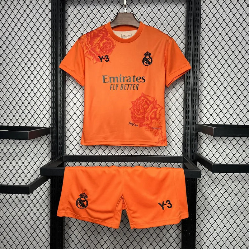 Camisa Real Madrid Fourth Y3 24/25 - Torcedor Infantil Laranja - Camisa de Time Oficial - Buyit