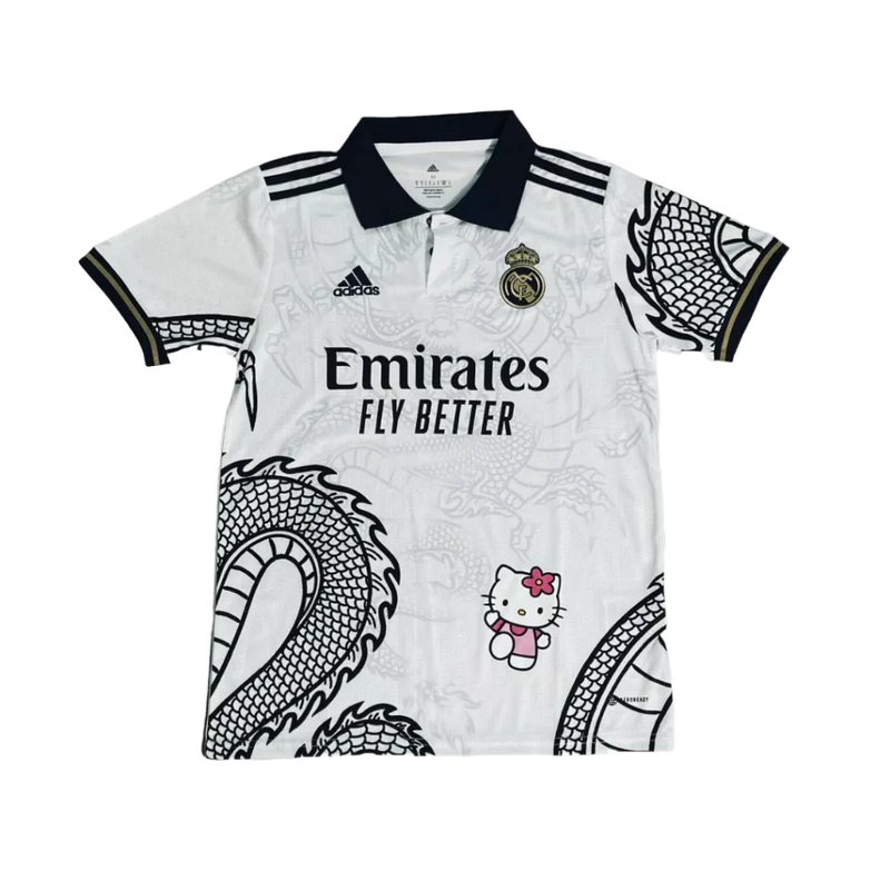 Camisa Real Madrid Hello Kitty Dragão Chinês 24/25 - Torcedor Masculina Branca - Camisa de Time Oficial - Buyit