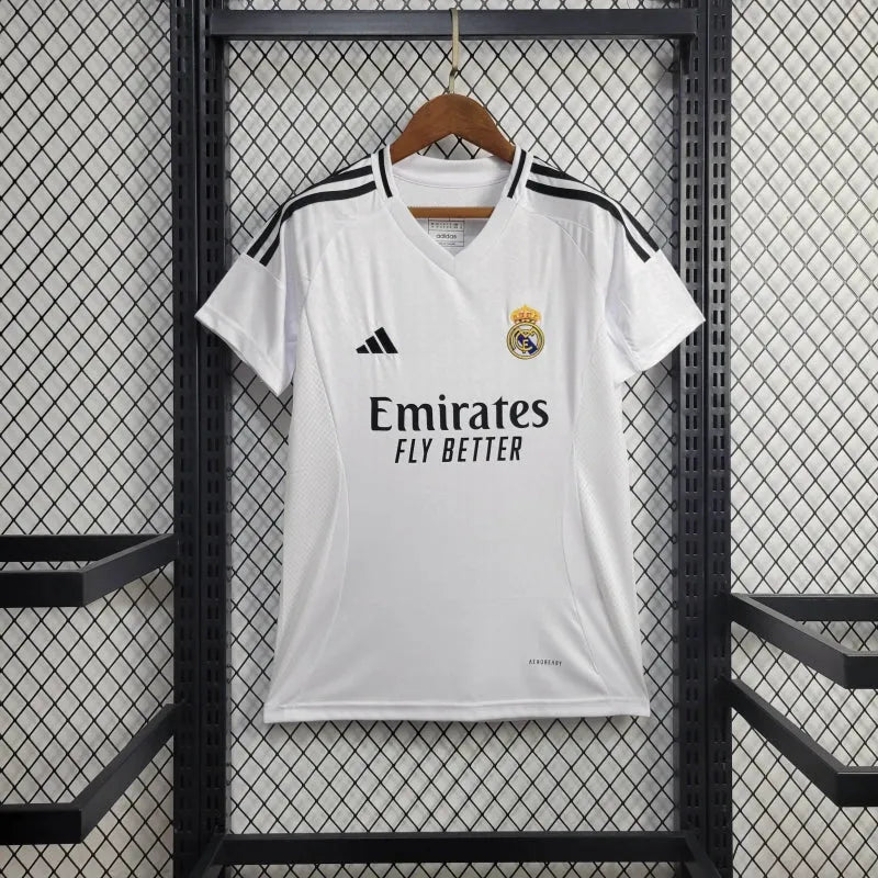 Camisa Real Madrid Home 24/25 - Torcedor Feminina Branca - Camisa de Time Oficial - Buyit