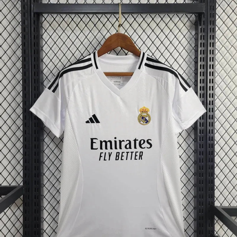 Camisa Real Madrid Home 24/25 - Torcedor Feminina Branca - Camisa de Time Oficial - Buyit