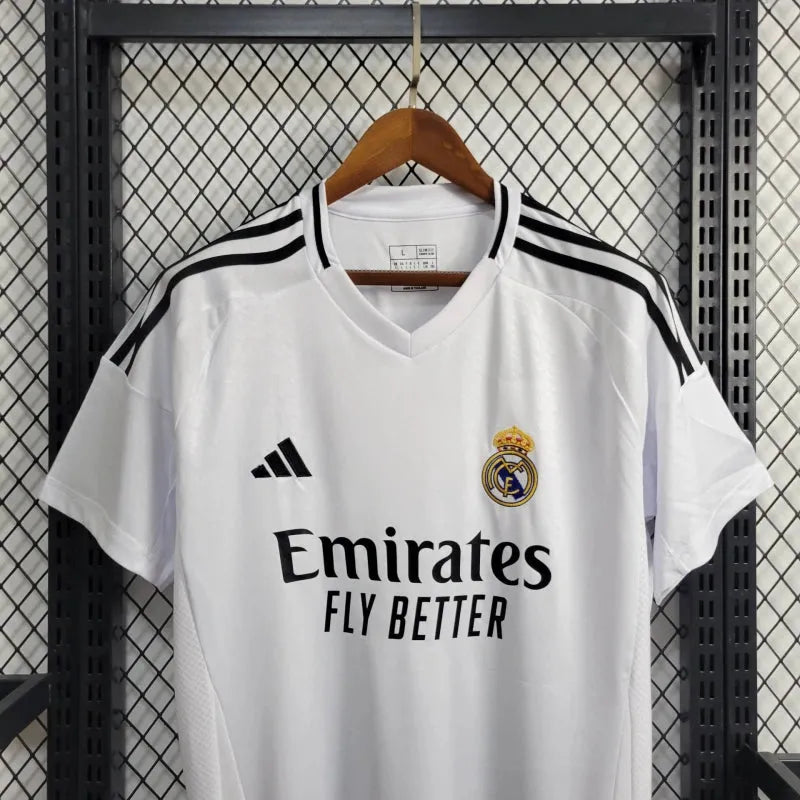 Camisa Real Madrid Home 24/25 - Torcedor Masculina Branca + Todos os Patches - Camisa de Time Oficial - Buyit