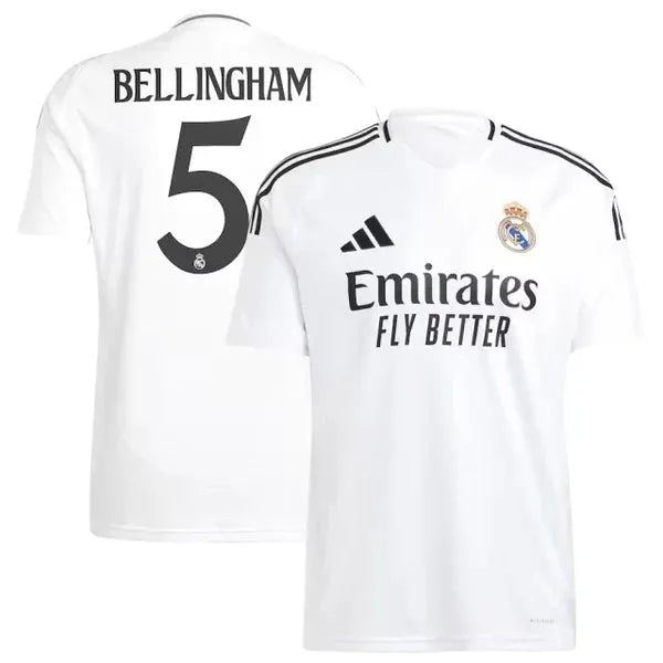 Camisa Real Madrid Home 24/25 - Torcedor Masculina Branca + Todos os Patches - Camisa de Time Oficial - Buyit