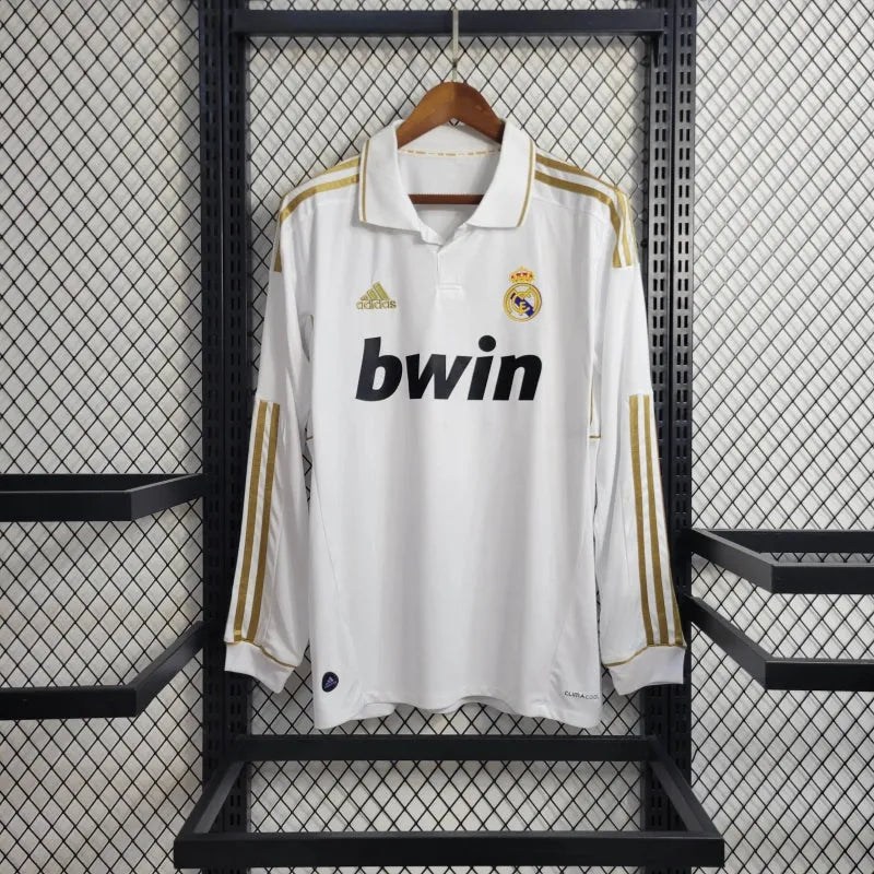 Camisa Real Madrid Home Retrô 2011/12 - Torcedor Masculina Branca Manga Longa - Camisa de Time Oficial - Buyit