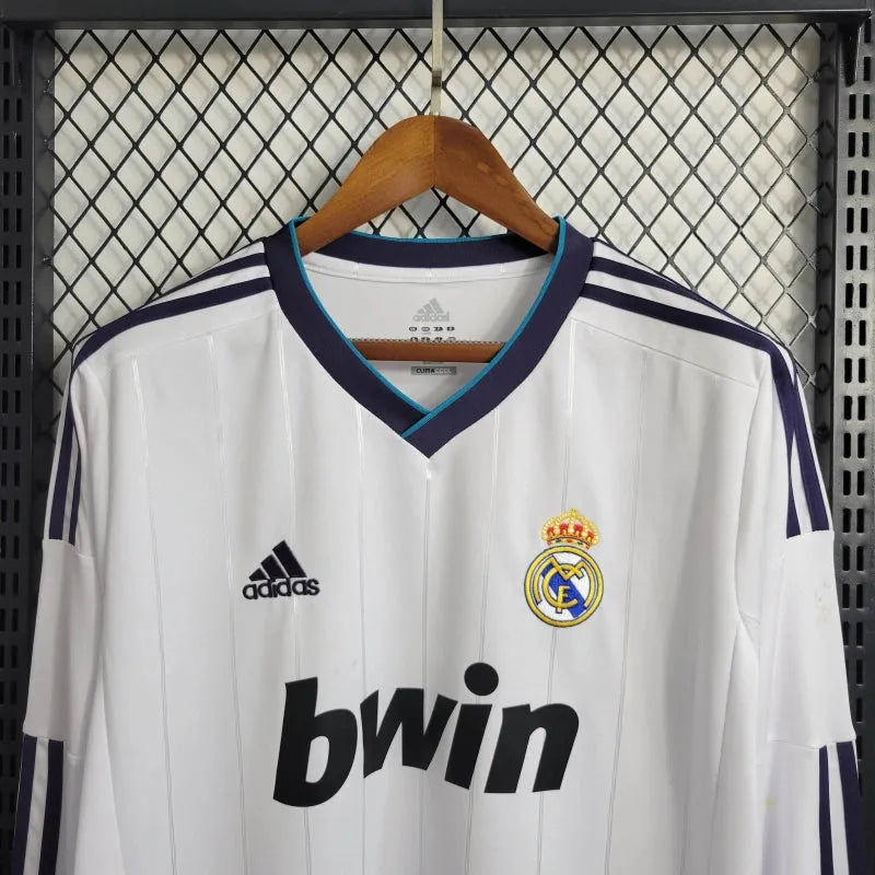 Camisa Real Madrid Home Retrô 2012/13 - Torcedor Masculina Branca Manga Longa - Camisa de Time Oficial - Buyit