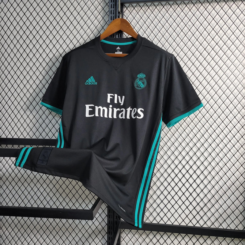 Camisa Real Madrid Retrô Away 17/18 - Torcedor Masculina Preta e Azul - Camisa de Time Oficial - Buyit