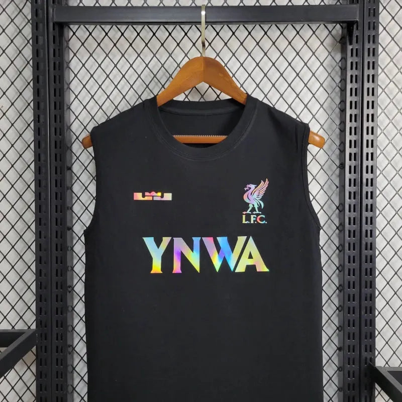 Camisa Regata Liverpool YNWA 24/25 - Torcedor Masculina Refletiva Preta - Camisa de Time Oficial - Buyit