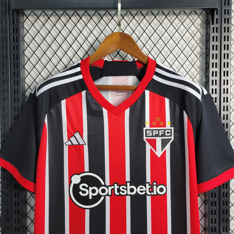 Camisa São Paulo Away 23/24 - Torcedor Masculina Preto e Vermelho - Camisa de Time Oficial - Buyit