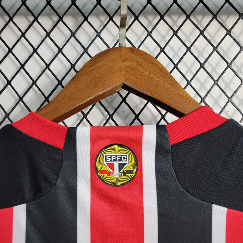 Camisa São Paulo Away 23/24 - Torcedor Masculina Preto e Vermelho - Camisa de Time Oficial - Buyit