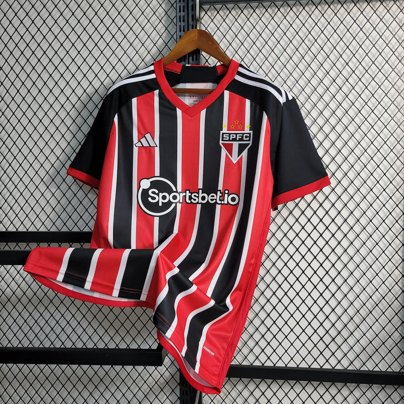 Camisa São Paulo Away 23/24 - Torcedor Masculina Preto e Vermelho - Camisa de Time Oficial - Buyit