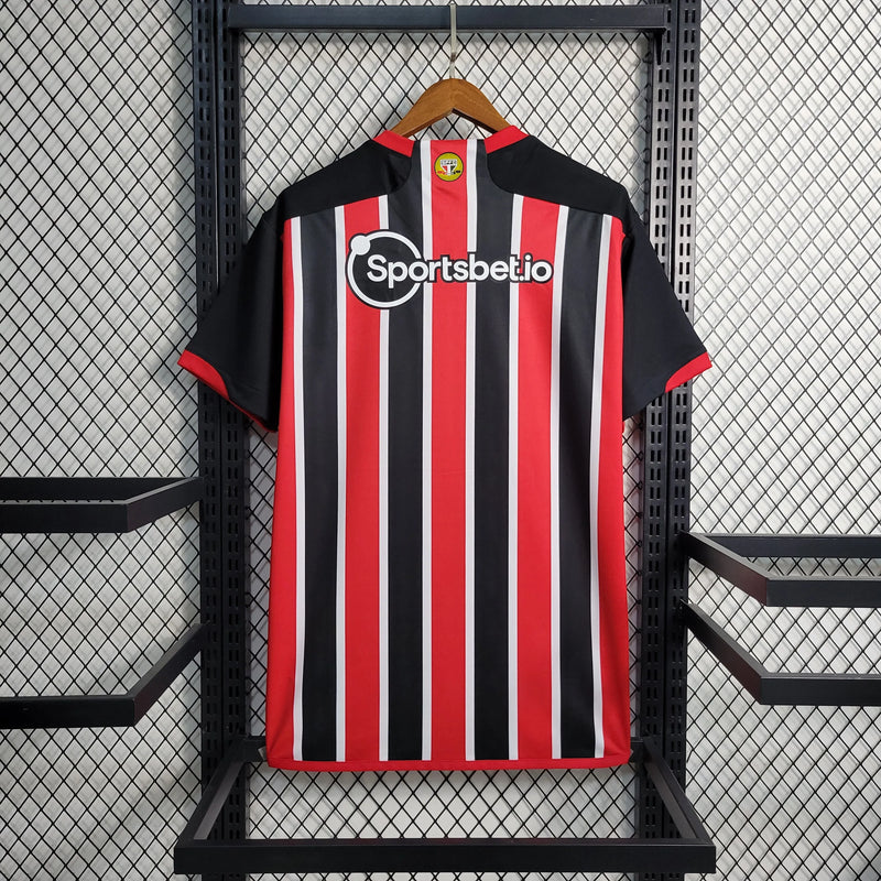 Camisa São Paulo Away 23/24 - Torcedor Masculina Preto e Vermelho - Camisa de Time Oficial - Buyit