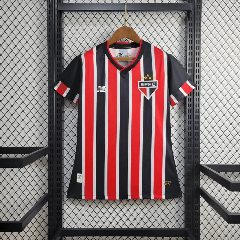 Camisa São Paulo Away 24/25 - Torcedor Feminina Vermelha e Preta New Balance - Camisa de Time Oficial - Buyit