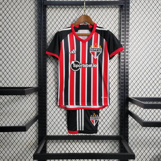 Camisa São Paulo Away 23/24 - Torcedor Infantil Preta e Vermelha - Camisa de Time Oficial - Buyit