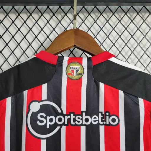 Camisa São Paulo Away 23/24 - Torcedor Infantil Preta e Vermelha - Camisa de Time Oficial - Buyit