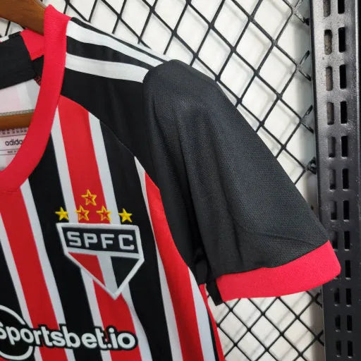 Camisa São Paulo Away 23/24 - Torcedor Infantil Preta e Vermelha - Camisa de Time Oficial - Buyit