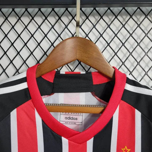 Camisa São Paulo Away 23/24 - Torcedor Infantil Preta e Vermelha - Camisa de Time Oficial - Buyit