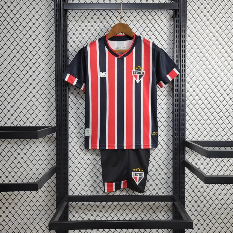 Camisa São Paulo Away 24/25 - Torcedor Infantil Vermelha e Preta New Balance - Camisa de Time Oficial - Buyit