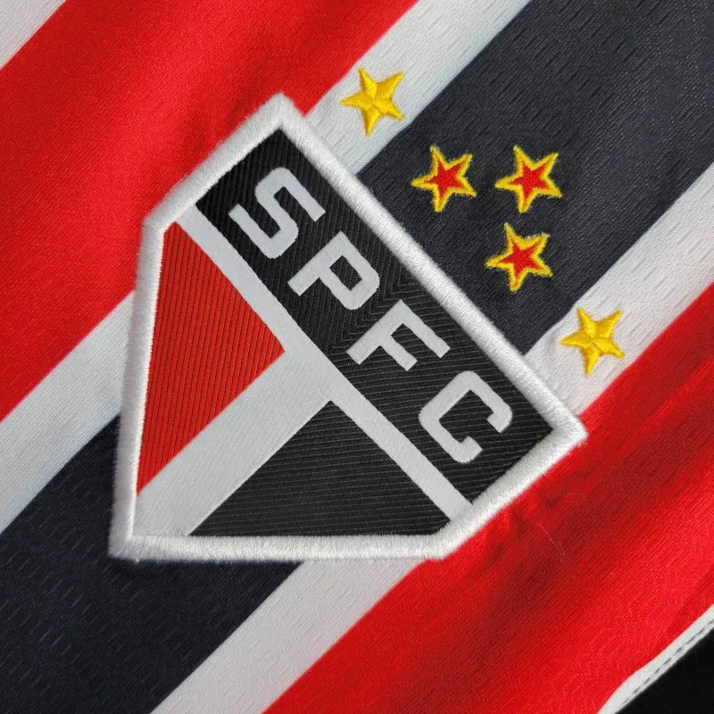 Camisa São Paulo Away 24/25 - Torcedor Masculina New Balance Preta e Vermelha + Patch Copa do Brasil + Patrocínios - Camisa de Time Oficial - Buyit