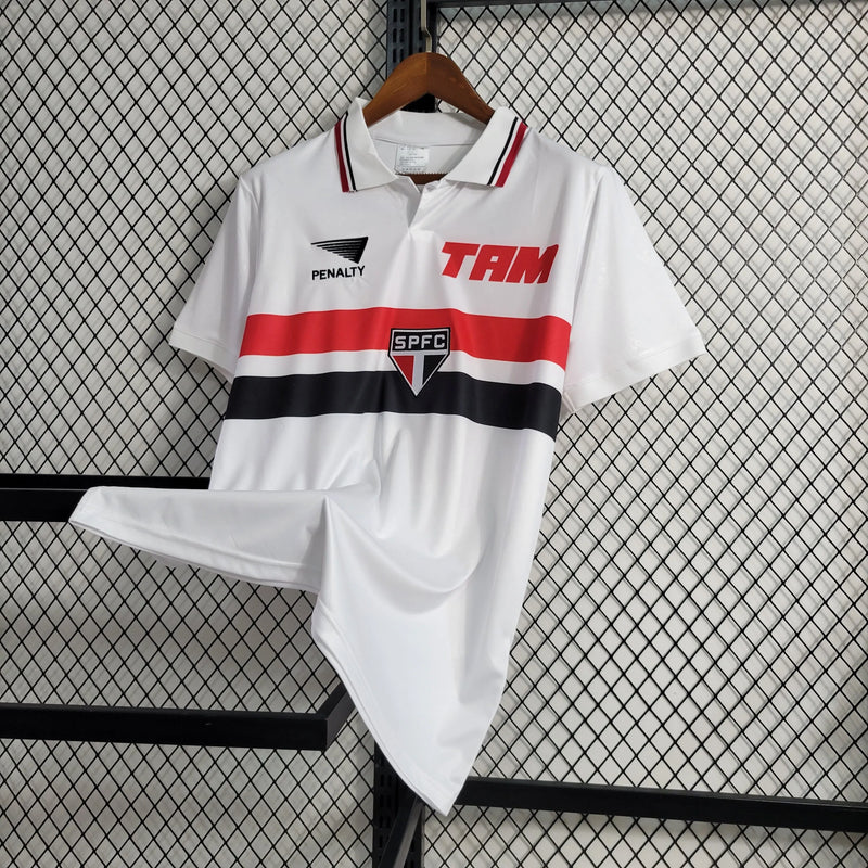 Camisa São Paulo Retrô Home 1993/1994 - Torcedor Masculina PENALTY + TAM - Camisa de Time Oficial - Buyit