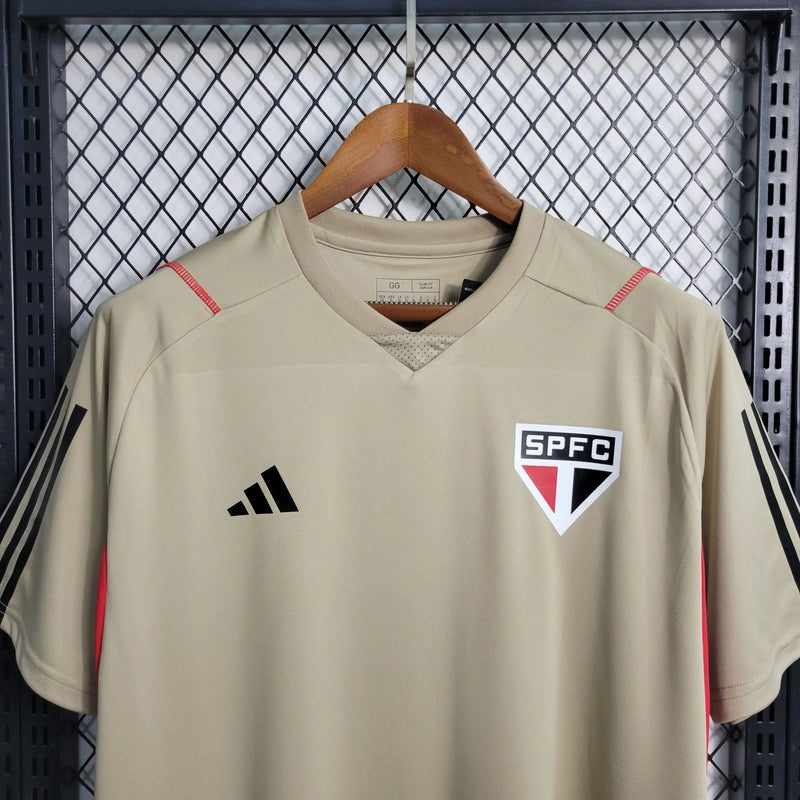 Camisa São Paulo Treino 23/24 - Torcedor Masculina Bege - Camisa de Time Oficial - Buyit