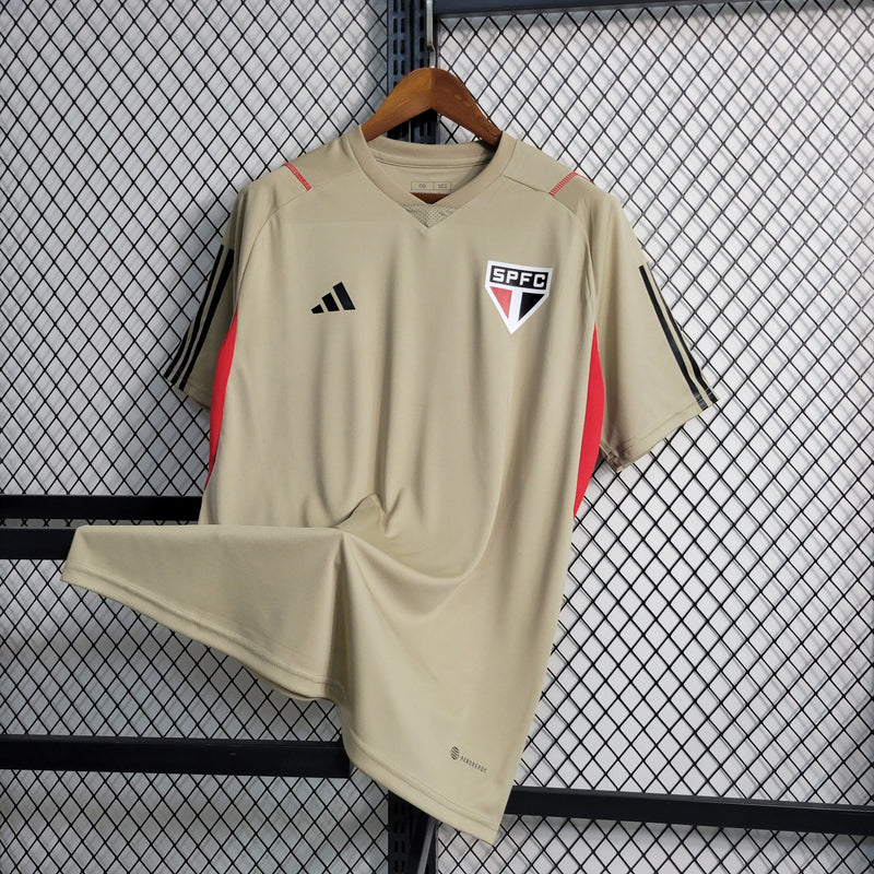 Camisa São Paulo Treino 23/24 - Torcedor Masculina Bege - Camisa de Time Oficial - Buyit