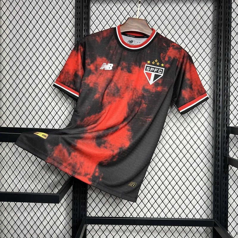 Camisa São Paulo Third 24/25 - Torcedor Masculina Preta e Vermelha - Camisa de Time Oficial - Buyit