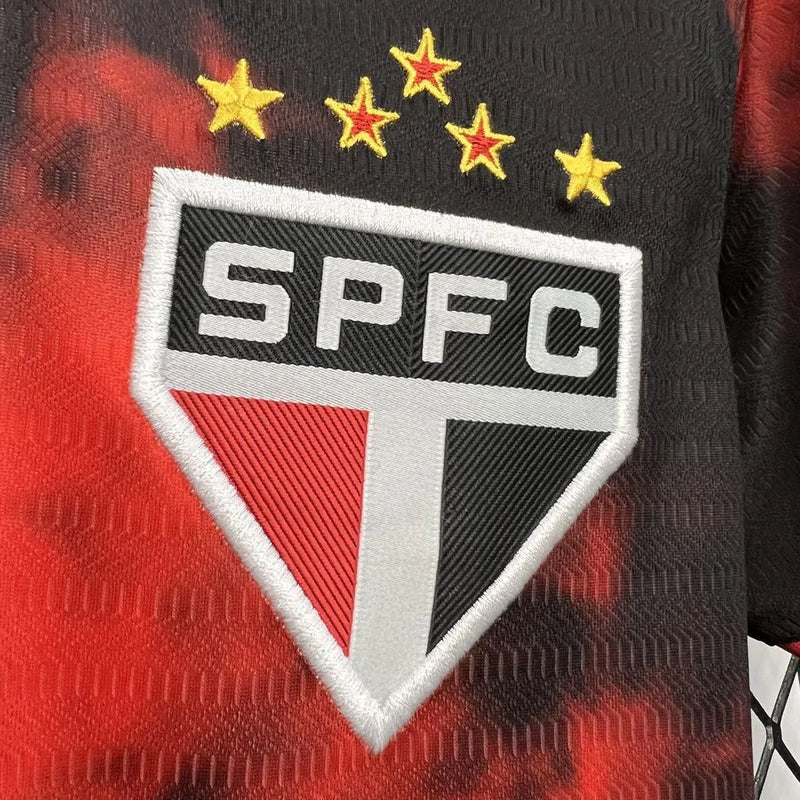 Camisa São Paulo Third 24/25 - Torcedor Feminina Preta e Vermelha - Camisa de Time Oficial - Buyit