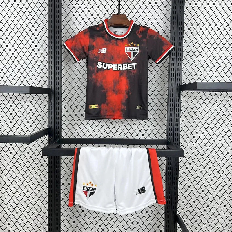 Camisa São Paulo Third Away 24/25 - Torcedor Infantil Preta e Vermelha - Camisa de Time Oficial - Buyit