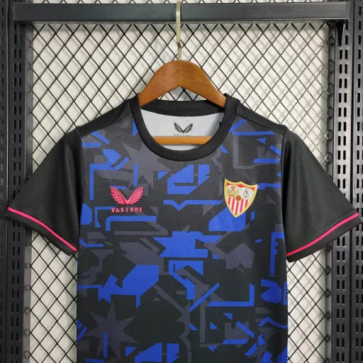 Camisa Sevilla Away 23/24 - Torcedor Infantil Preta - Camisa de Time Oficial - Buyit