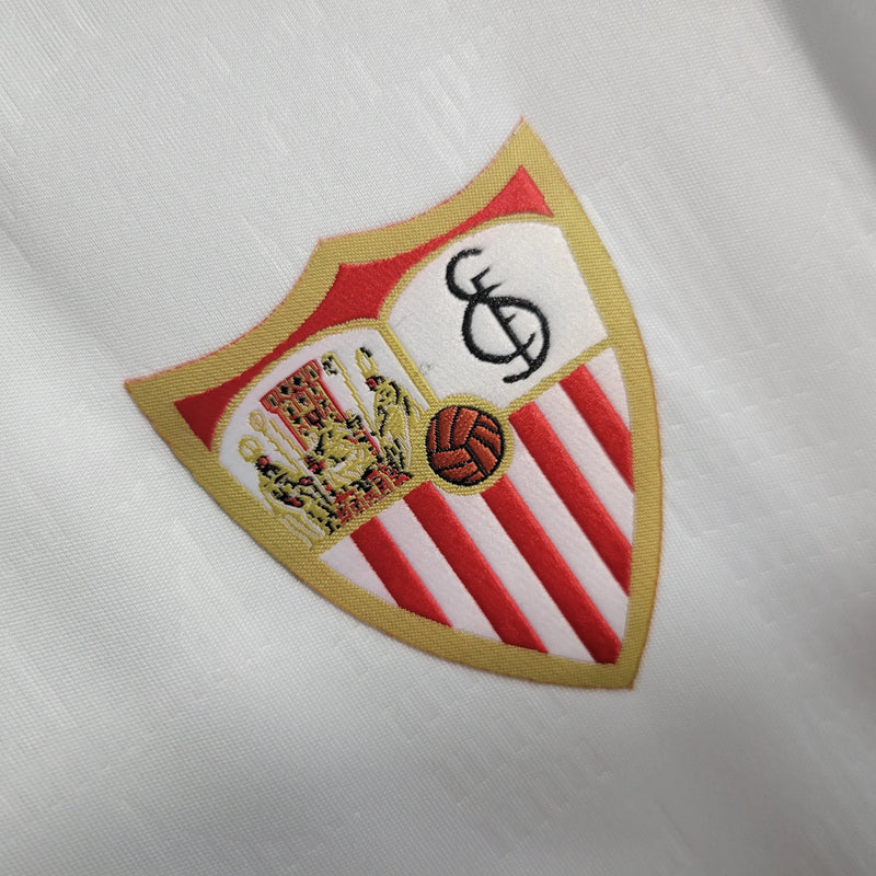 Camisa Sevilla Home 23/24 - Torcedor Masculina Branca - Camisa de Time Oficial - Buyit