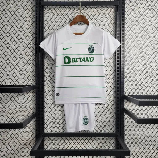 Camisa Sporting Away 23/24 - Torcedor Infantil Branca - Camisa de Time Oficial - Buyit