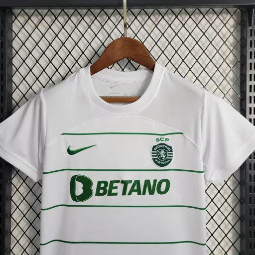 Camisa Sporting Away 23/24 - Torcedor Infantil Branca - Camisa de Time Oficial - Buyit