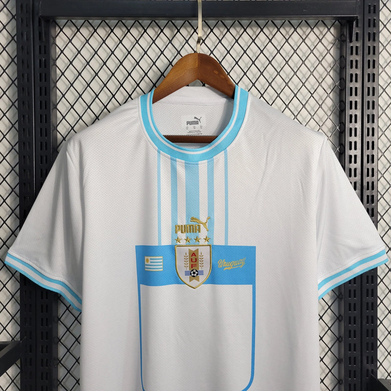 Camisa Uruguai Home 22/23 - Torcedor Masculina Branca - Camisa de Time Oficial - Buyit