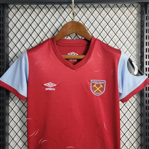 Camisa West Ham Home 23/24 - Torcedor Infantil Vermelha - Camisa de Time Oficial - Buyit