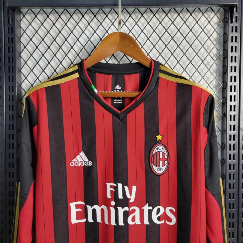 Camisa AC Milan Retrô 2013/14 - Torcedor Masculina Manga Longa - Camisa de Time Oficial - Buyit