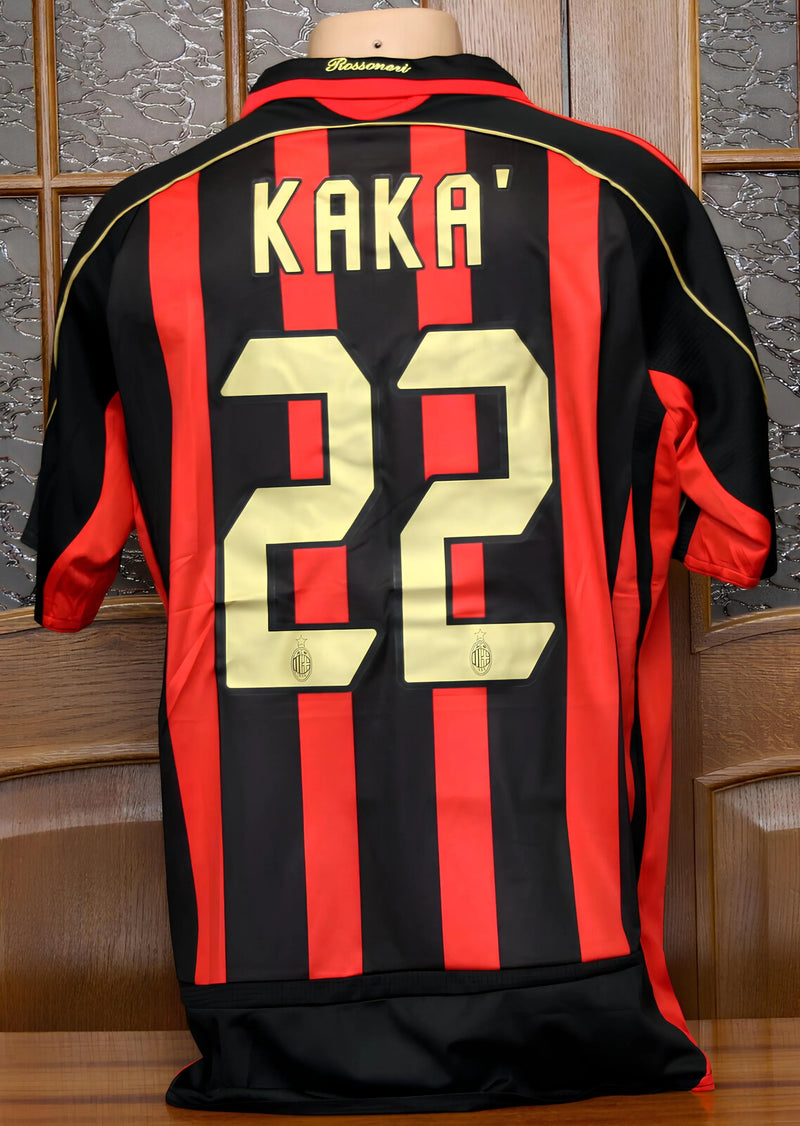 Camisa AC Milan Home Retrô 2006/07 - Torcedor Masculina Dourada - Camisa de Time Oficial - Buyit